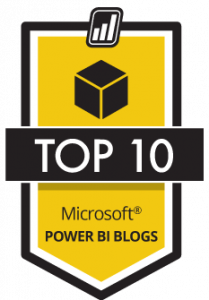 Badge voor Top 10 Microsoft Power BI-blogs